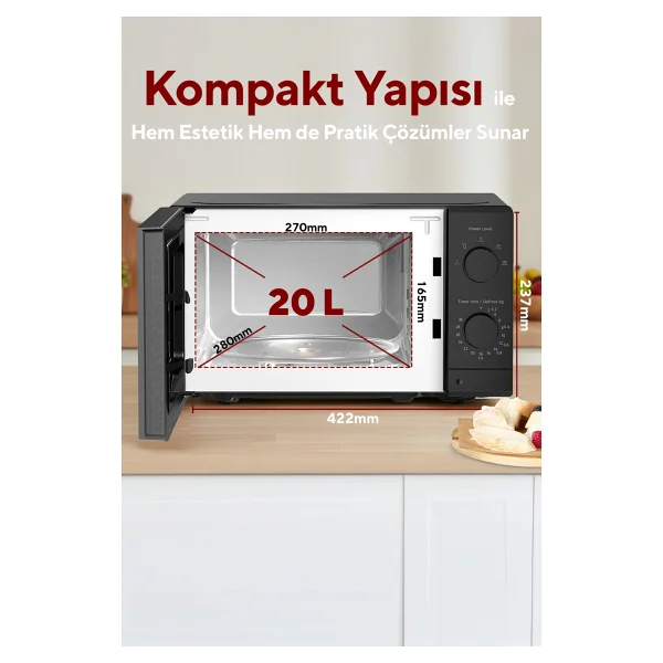 Kumtel HM-15 20 lt Siyah Mikrodalga Fırın - Görsel 2