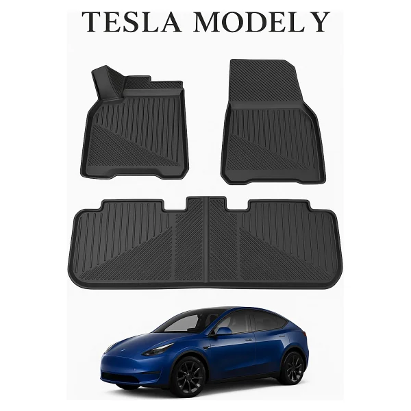 Black Gold Tesla Model Y / Tesla Juniper Uyumlu 3D Oto Paspas Premium - Görsel 4