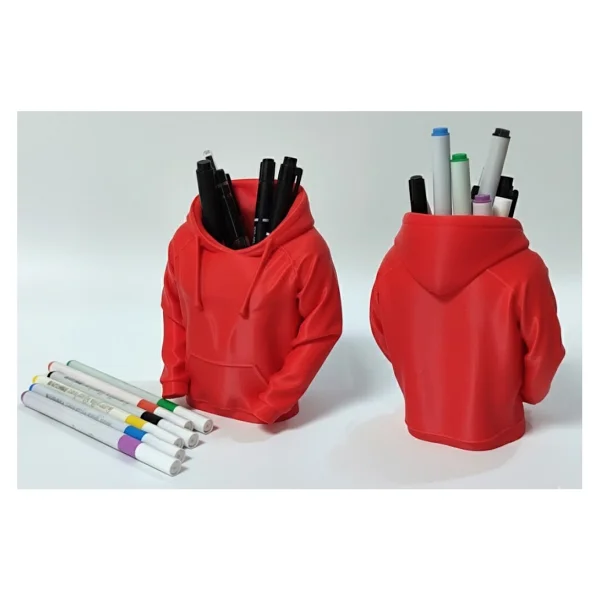 Antilop 3D Kırmızı Kapüşonlu Sweatshirt Tasarımlı Kalemlik Masaüstü Organizer Dekoratif Kalem Standı - Görsel 3