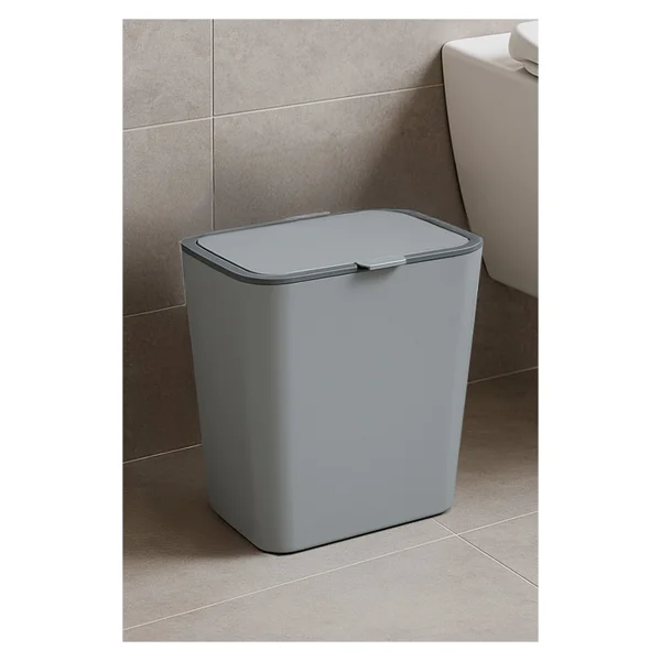 Primanova Flip Banyo Mutfak Tezgah Üstü Çöp Kovası - Gri - 6 lt - Görsel 4