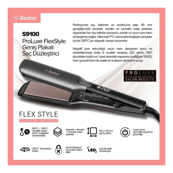 Bester S9100 Proluxe Flexstyle Saç Düzleştirici - Görsel 8