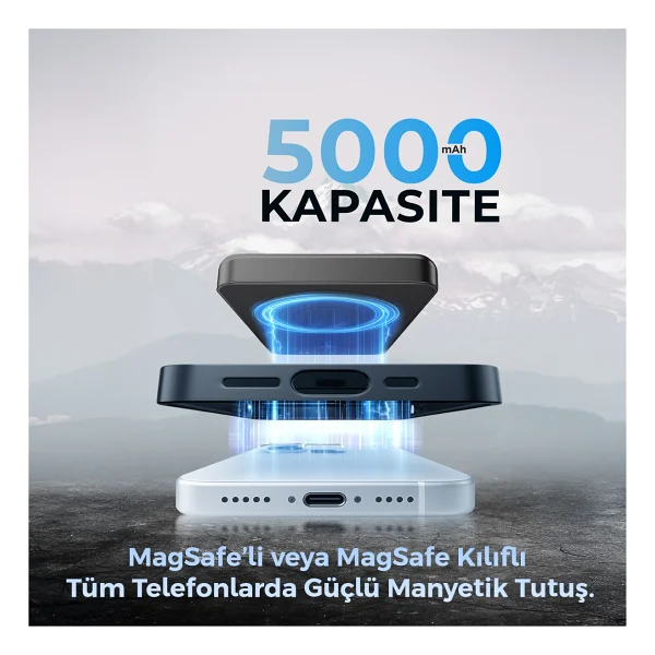 Woyax By Deji Magsafe Powerbank 5000 mAh 20w Hızlı Taşınabilir Şarj Cihazı Batarya iPhone 12 13 14 15 16 Pro Max Mini - Pembe - Görsel 4