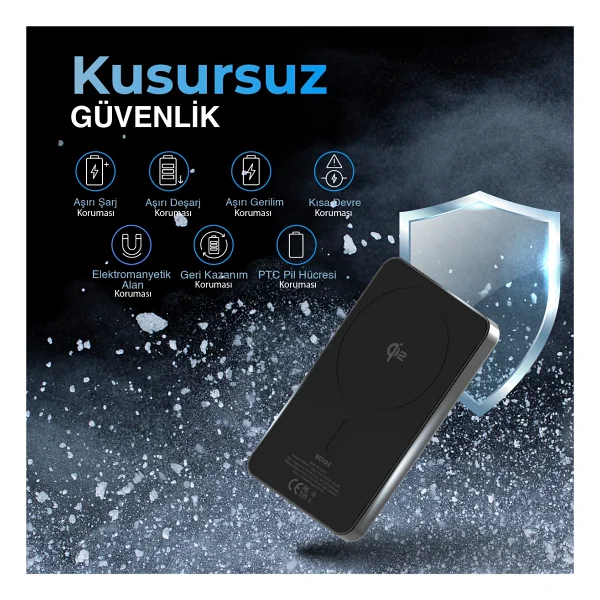 Woyax By Deji Magsafe Powerbank 5000 mAh 20w Hızlı Taşınabilir Şarj Cihazı Batarya iPhone 12 13 14 15 16 Pro Max Mini - Pembe - Görsel 5