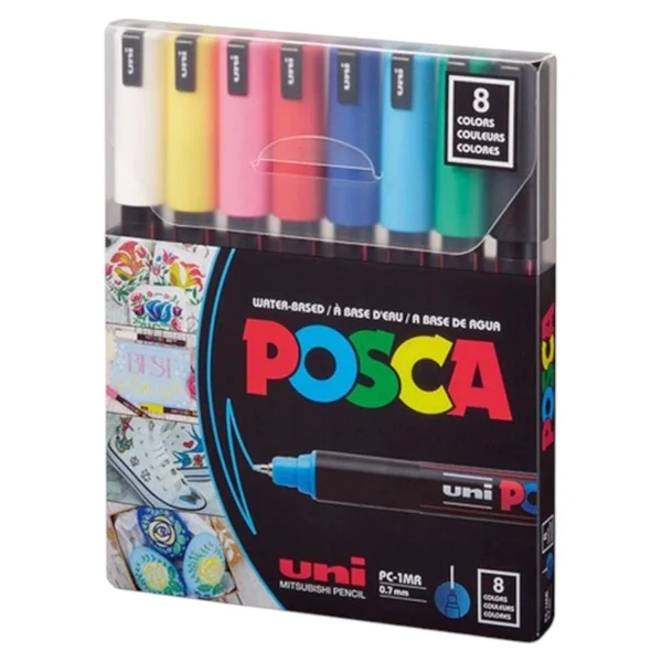 Uni-Ball Posca PC-1MR 0.7 mm Ana Renk 8'li Marker Seti - Görsel 3