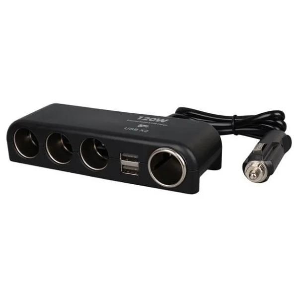 Olesson 1525 12-24V Çift Usb'lı 120W 80Cm Kablolu 4'Lü Araç Çakmak Çoklayıcı - Görsel 2