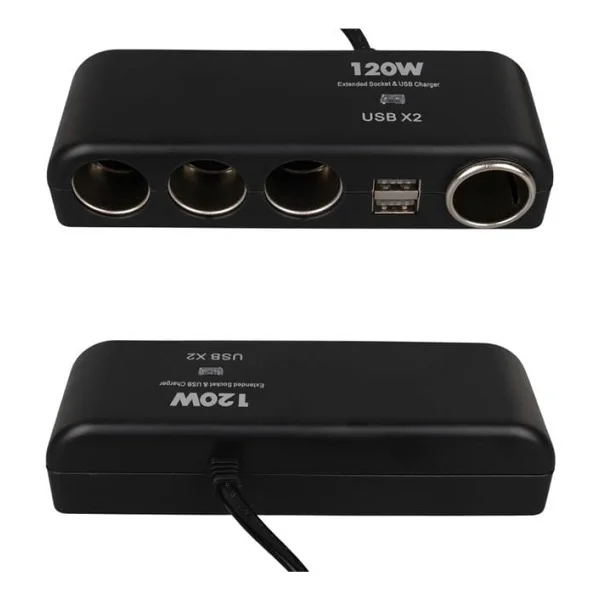Olesson 1525 12-24V Çift Usb'lı 120W 80Cm Kablolu 4'Lü Araç Çakmak Çoklayıcı - Görsel 3