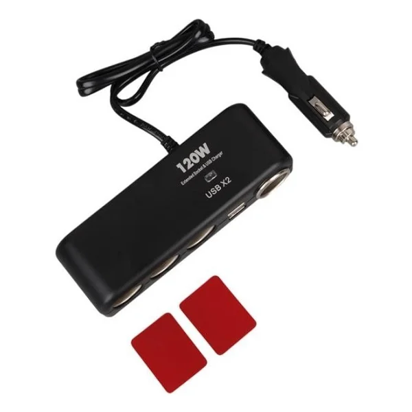 Olesson 1525 12-24V Çift Usb'lı 120W 80Cm Kablolu 4'Lü Araç Çakmak Çoklayıcı - Görsel 4
