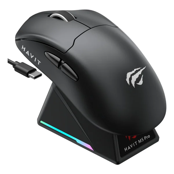 Havit M5 Pro Siyah Şarjlı Optik Kablolu/Kablosuz Oyuncu Mouse - Görsel 7