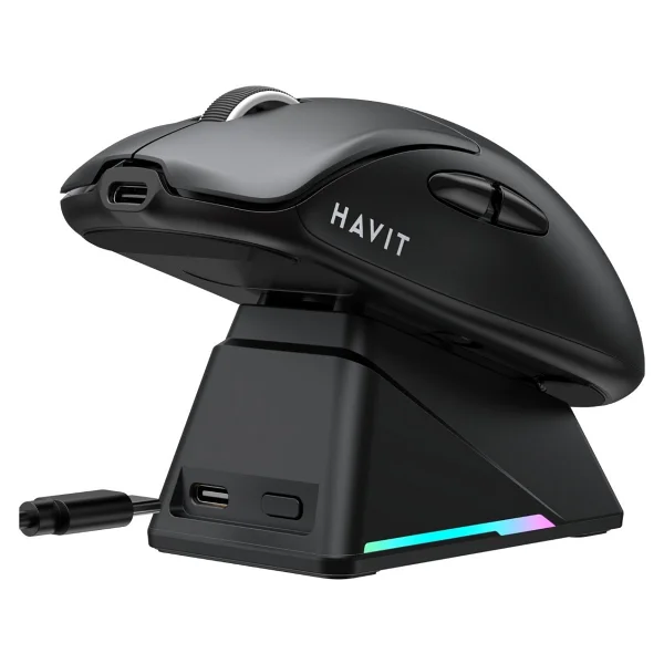 Havit M5 Pro Siyah Şarjlı Optik Kablolu/Kablosuz Oyuncu Mouse - Görsel 2
