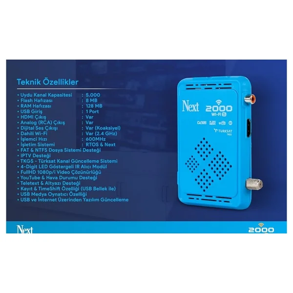 Next 2000 Wi-Fi S Full HD Uydu Alıcısı - Görsel 10