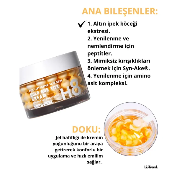 MEDIPEEL Gold Age Tox Parlaklık ve Esneklik Kazandıran 50 ml Yaşlanma Karşıtı Krem - Görsel 2