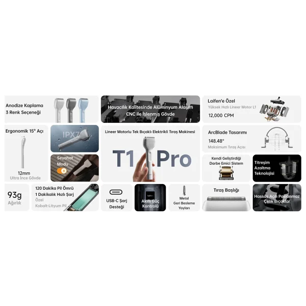 Laifen T1 Pro Açık Gri Tıraş Makinesi - Görsel 9