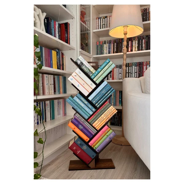 Vigo Wood - Mk10 Geometrik 8 Raflı Ağaç Kitaplık (Büyük) - Görsel 4