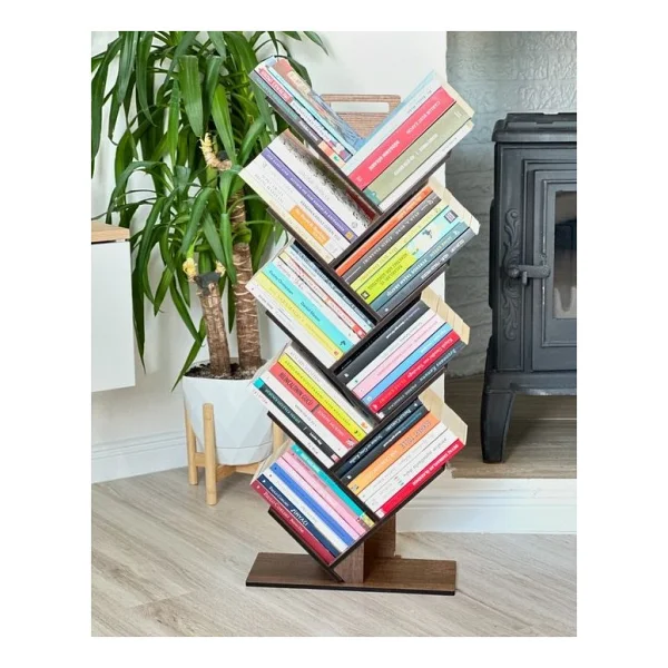 Vigo Wood - Mk10 Geometrik 8 Raflı Ağaç Kitaplık (Büyük) - Görsel 5