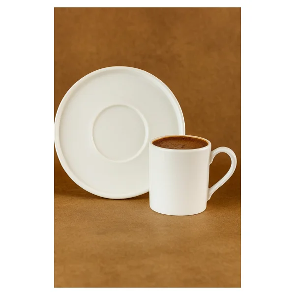 Yzhome 6 Kişilik 12 Parça Beyaz Porselen Kahve Fincan Takımı Seti 100ML - 100 ml - Görsel 4