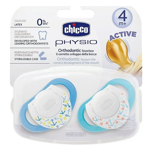 Chicco Physio Kauçuk Emzik +4ay - Mavi - 2 - 6 Ay - Beyaz - Görsel 3