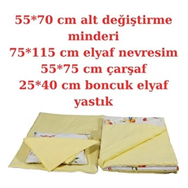 Babynest 15'li Set Puset İçi Minder Emzirme Örtüsü Beşik Içi Nevresim Takımı Sarı Kumaş - Görsel 9