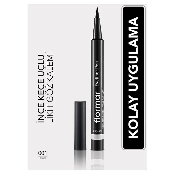 Flormar Yarı Mat Yoğun Pigmentli Suya Dayanıklı Hassas Uçlu Kalem Eyeliner - Görsel 10