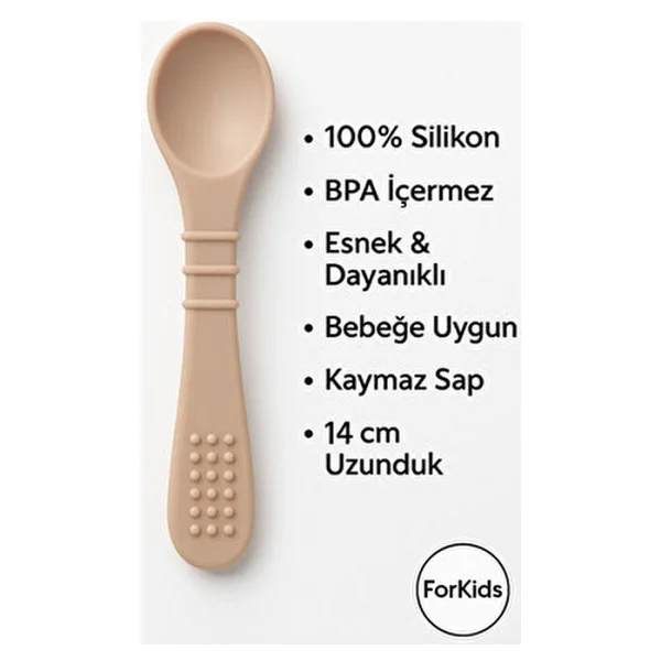 CKM Silikon 4lü Bebek Beslenme Seti Bej Bpa İçermez Kolay Temizlenebilir ve Ergonomik Tasarım - Görsel 2