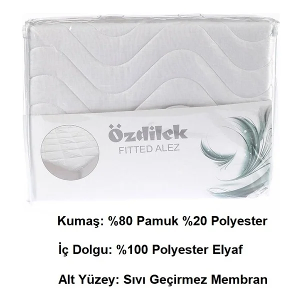 Özdilek Kapitoneli Fitted Pamuklu Sıvı Geçirmez Battal Çift Kişilik Alez (180X200+30) - 180 x 200 cm - Beyaz - Görsel 3