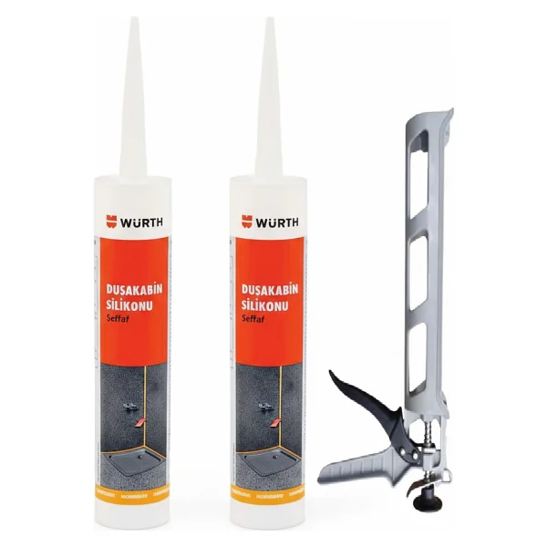 Würth Duşakabin Silikonu Şeffaf Su Geçirmez ve Sızdırmaz 310 ml + Silikon Tabancası - 3 Adet - Görsel 4