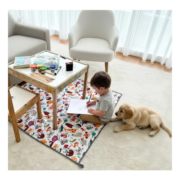 Yorni Zoo 145x210cm Oyun Halısı, Oyun Matı, Oyun Parkı, Bebek Yatağı, Oyun Minderi Sıvı Geçirmez Örtü, Çok Amaçlı - Beyaz - 145 x 210 cm - Görsel 9