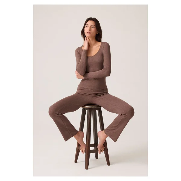 Los Ojos x Ece Kahverengi Modal Kumaşlı Uzun Kollu Eşofmanlı Pijama Takımı Ribbed Pj2 - Görsel 8