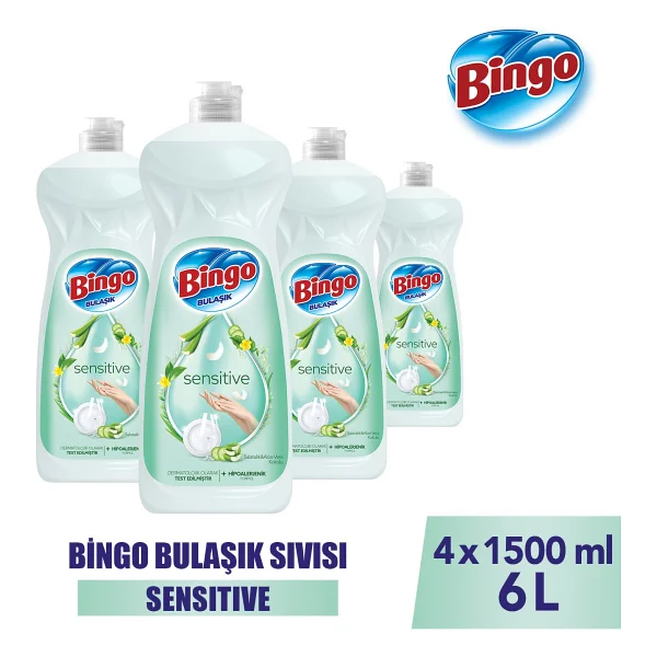 Bingo Sıvı Elde Bulaşık Deterjanı Sensitive 1500ML x 4 Adet - 1,5 lt - Görsel 7