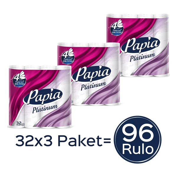 Papia Platinum Tuvalet Kağıdı 96 Rulo (32 Rulo X 3 Paket) - Görsel 6