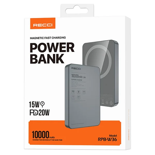 Recci RPB-W36 Gri 10000 mAh Hızlı Şarj Kablosuz Powerbank - Görsel 5