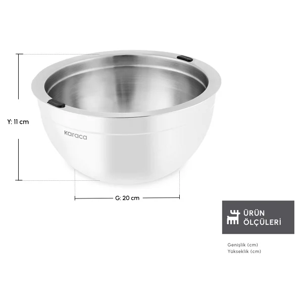 Karaca Mutfaksever İce Hot Bowl 20 cm Çelik Karıştırma Kabı - Görsel 3