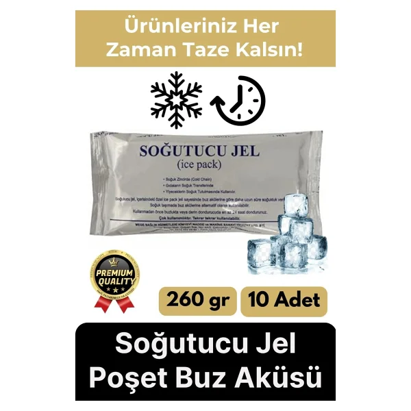Premium Güvenli Malzeme Dayanıklı Seyahat Yolculuk Yiyecek Soğutucu Jel Poşet Buz Aküsü 260gr 10Adet - Görsel 6