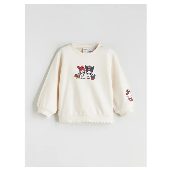 Lc Waikiki Yeni Sezon Hello Kitty Baskılı Kalın Kız Bebek Sweatshirt - Ekru - 2 - 3 Yaş - Görsel 2