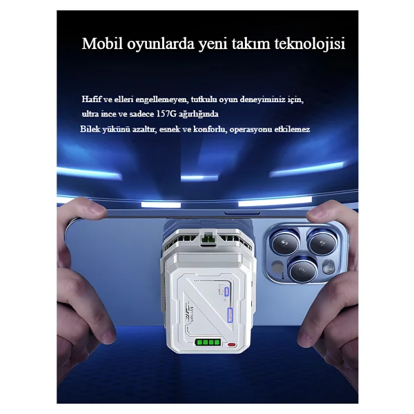 Fibaks Telefon Soğutucu Fan 5000mah Bataryalı Radyatörlü Magsafeli Aparatlı 7 Farklı Derece Fan - Görsel 3