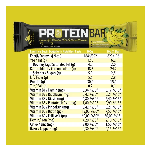 Torq Nutrition Protein Bar Muz 12 Adet - Görsel 4