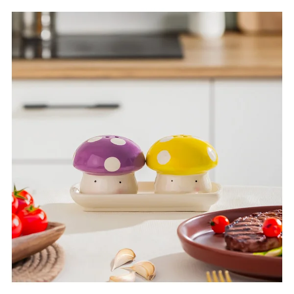 Porsima Mio-038 Hamburger Motifli 2li Standlı Tuzluk Biberlik Seti - Görsel 3
