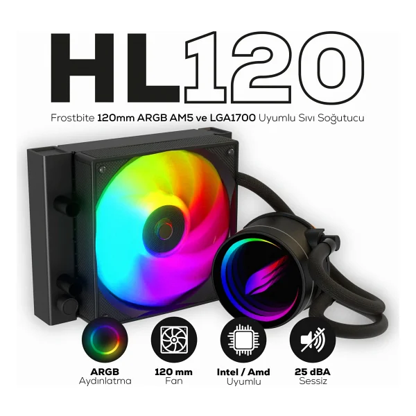 Hawk Gaming HL120 Frostbite ARGB İşlemci Sıvı Soğutucu - Görsel 9