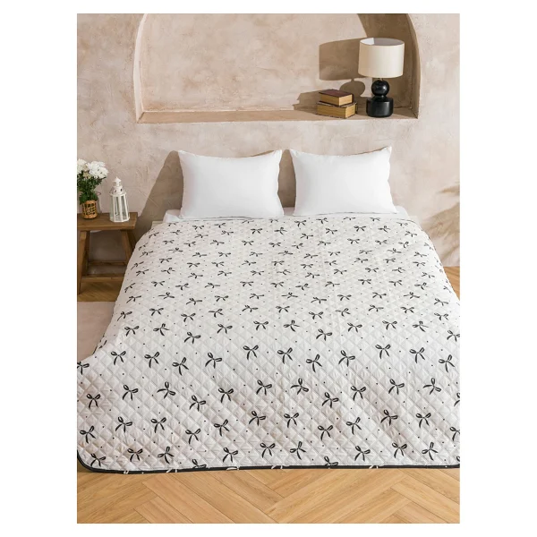 Lc Waikiki Yeni Sezon Fiyonk Desenli Çift Kişilik Yatak Örtüsü 200X220 cm - Siyah - Görsel 2