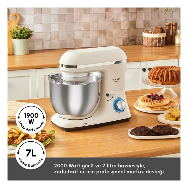 Karaca Chefcrafter 1900 W Porcelain White 7 lt Stand Mikser - Görsel 3