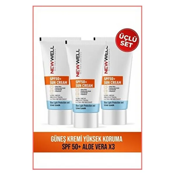 New Well Aloe Vera Yüksek Koruma 50 ml 3 Adet 50 Faktör Güneş Kremi - Görsel 2