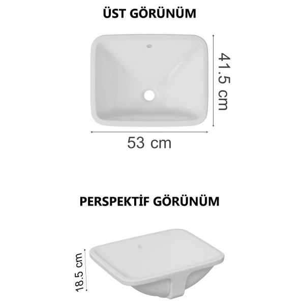 VitrA S50 5339B003-0012 48 cm Tezgah Altı Lavabo - Görsel 5