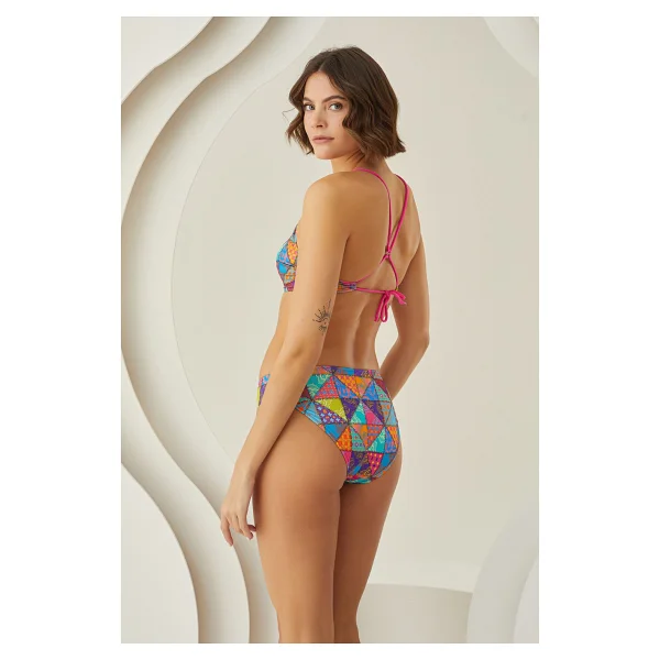 Renkli Sundream Sırttan Bağlamalı Halter Yaka Tek Üst Bikini - Görsel 4