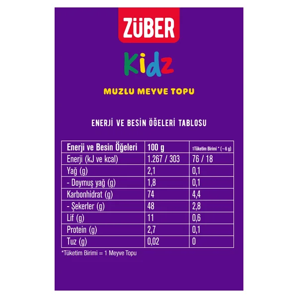 Züber Kidz Muzlu Meyve Topu 42 gr 12'li - Görsel 2