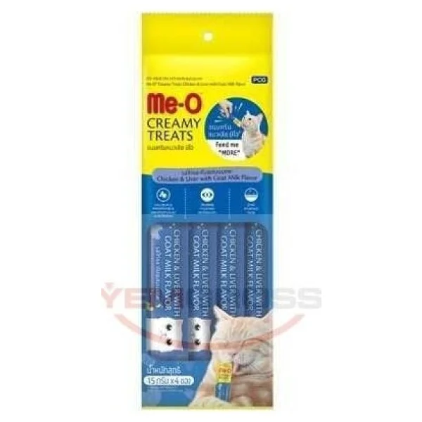 Me-O Creamy Treats Tavuklu Ciğerli ve Keçi Sütlü 4x15 gr Sıvı Kedi Ödül Maması - Görsel 6