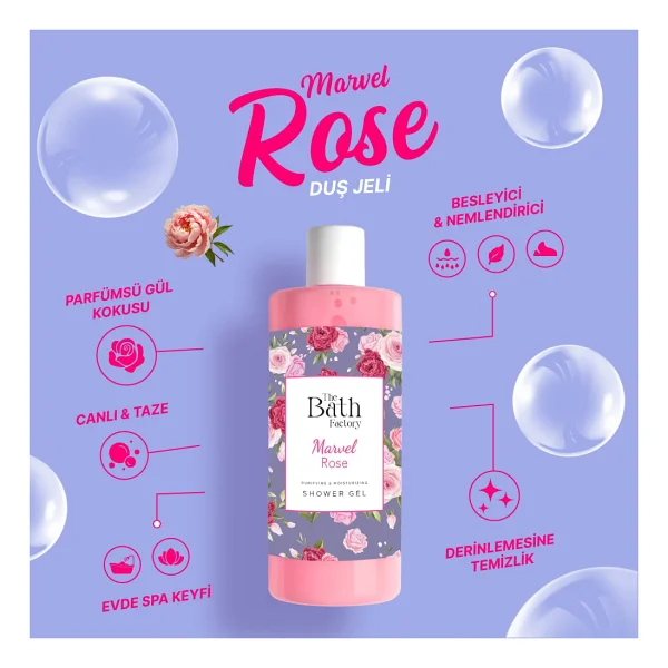 The Bath Factory Marvel Rose Nemlendirici ve Besleyici 400 ml Duş Jeli - Görsel 3