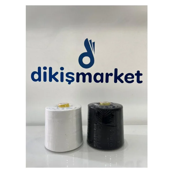 dm dikişmarket 120 Numara Yarım Kiloluk Dikiş İpi siyah/beyaz - yarım kg siyah /beyaz - Görsel 2