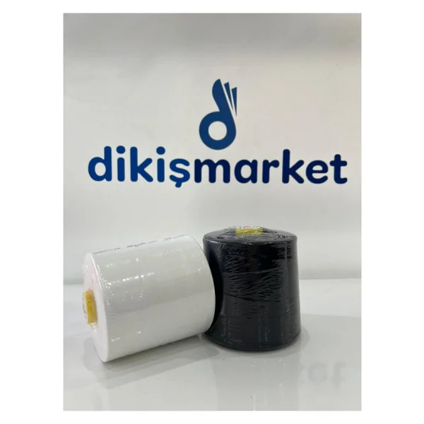dm dikişmarket 120 Numara Yarım Kiloluk Dikiş İpi siyah/beyaz - yarım kg siyah /beyaz - Görsel 3