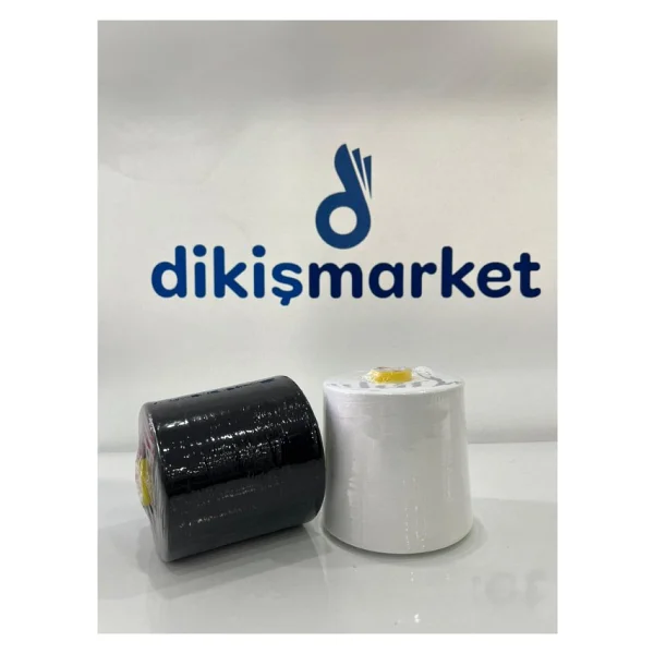 dm dikişmarket 120 Numara Yarım Kiloluk Dikiş İpi siyah/beyaz - yarım kg siyah /beyaz - Görsel 4