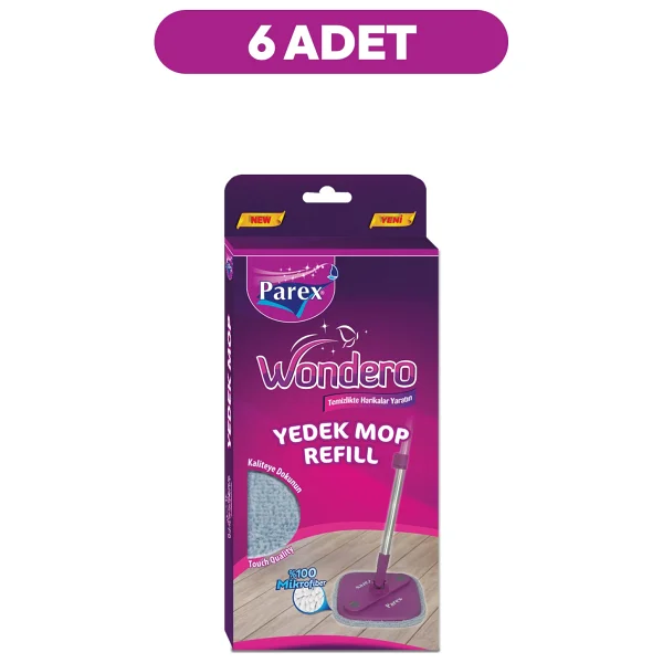 Parex Wondero Yedek Mop Altılı Paket Gri Renkli Kaliteli Doku ile Temizlikte Kolaylık Sağlar - Görsel 3