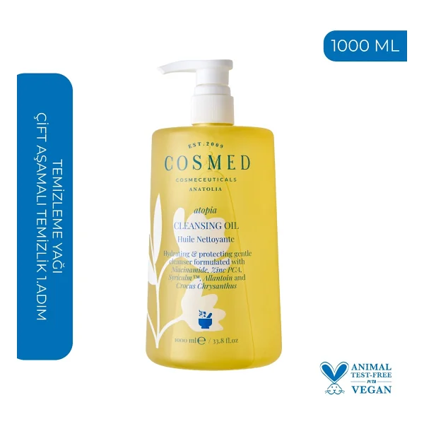 Cosmed Çift Aşamalı Temizlik Etkili Temizleme Yağı 1000 ml Tüm Cilt Tipleri İçin Arındırıcı - Görsel 7